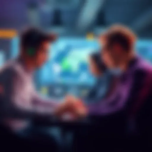 Group of developers brainstorming and working on technology projects together