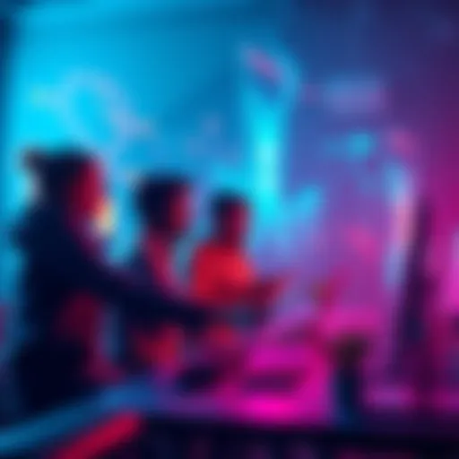 A group of developers collaborating on projects using the Hedera platform, showcasing their innovative ideas and blockchain technology.