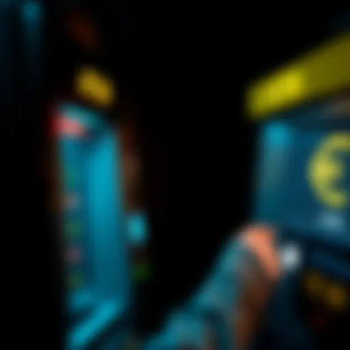 A person using an ATM displaying Digital Euro options, symbolizing the integration of cryptocurrency into traditional banking systems.