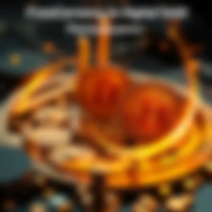 A visual representation of digital currency evolving into digital gold, with elements showing thermodynamics in action, like gears and heat flow.