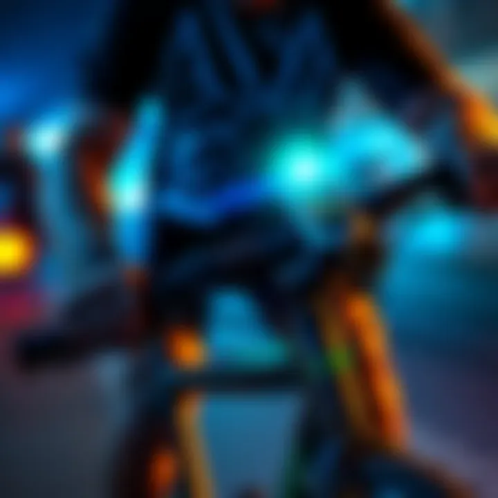 A cyclist holds a bike with a digital tag, symbolizing bike ownership and security with technology.