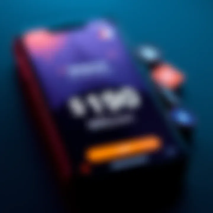 Digital wallet with large balance display A close-up of a digital wallet on a smartphone screen showing a balance of nineteen million dollars with financial icons around