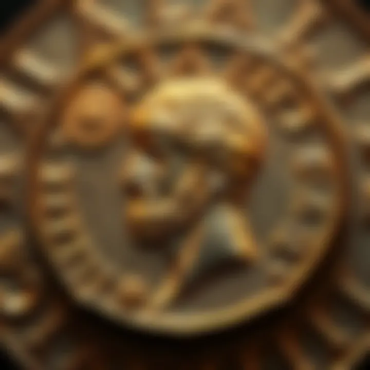 Close-up of Diocletian's aureus coin featuring an image of Jupiter, highlighting Roman artistry and historical significance.