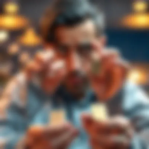 A frustrated person looking at two low-value bid tokens with a disappointed expression.