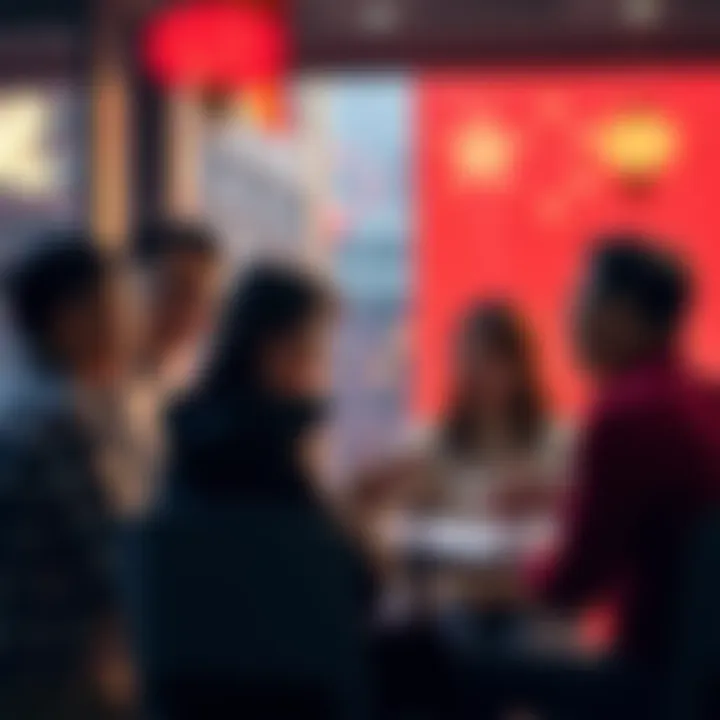 People engaging in a discussion about the challenges facing the Chinese community.