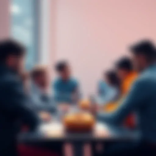 People are gathered around a table discussing Donuts and trading strategies during the Daily General Discussion.