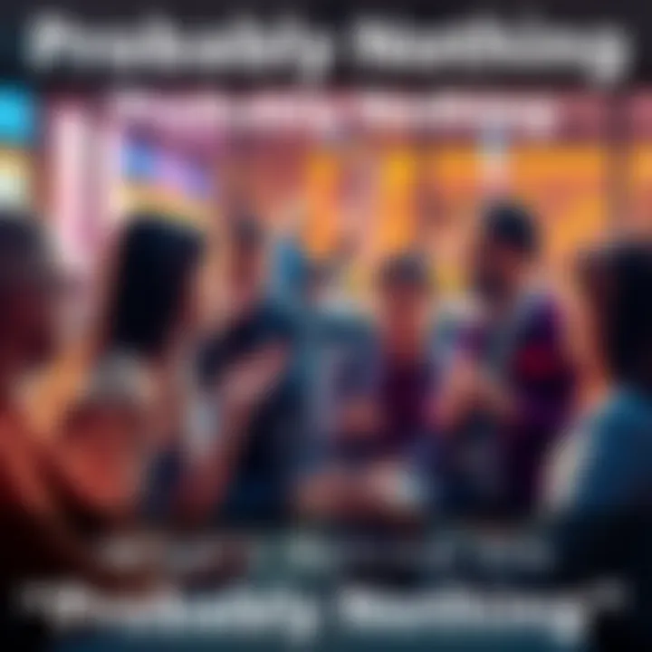 People engaged in a conversation about the meaning of 'probably nothing', with curious expressions and thoughtful gestures.