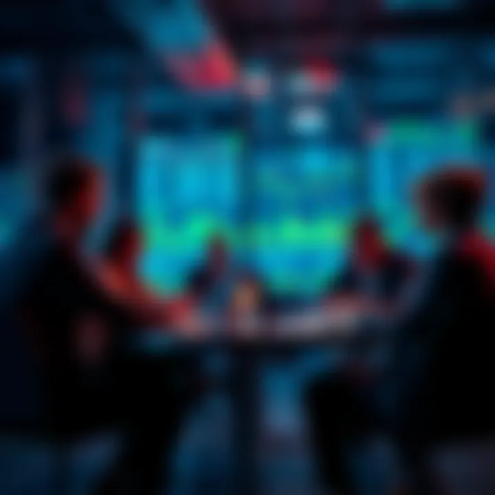 People engaging in a discussion about trading strategies and current events at a round table