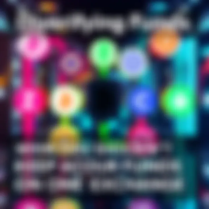 A graphic showing multiple cryptocurrency exchange logos with arrows indicating fund distribution, highlighting risk management.