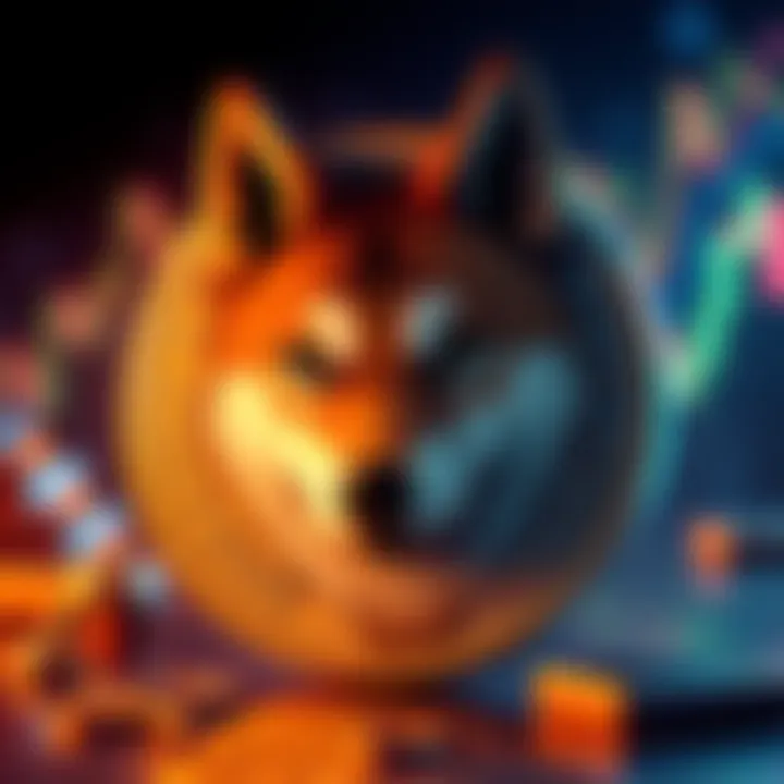 A graphic showing a shiny DOGE coin with the Shiba Inu dog face on it, symbolizing its stable value in the cryptocurrency market.