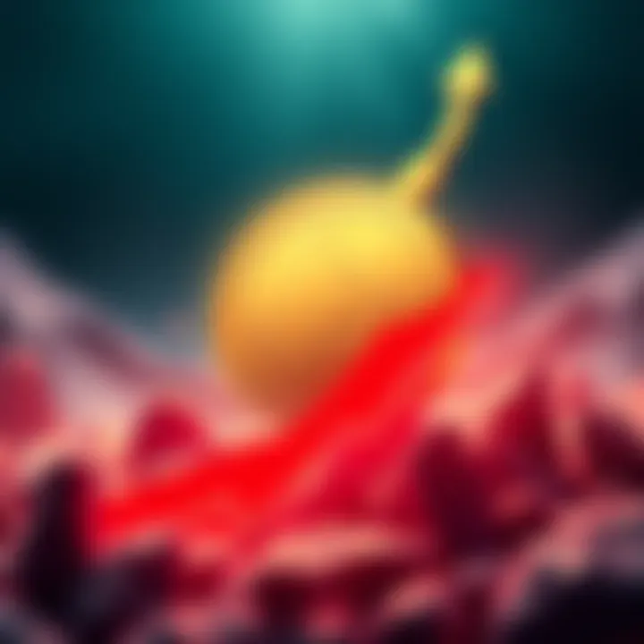 Doge coin symbol with an upward trend arrow, representing market growth