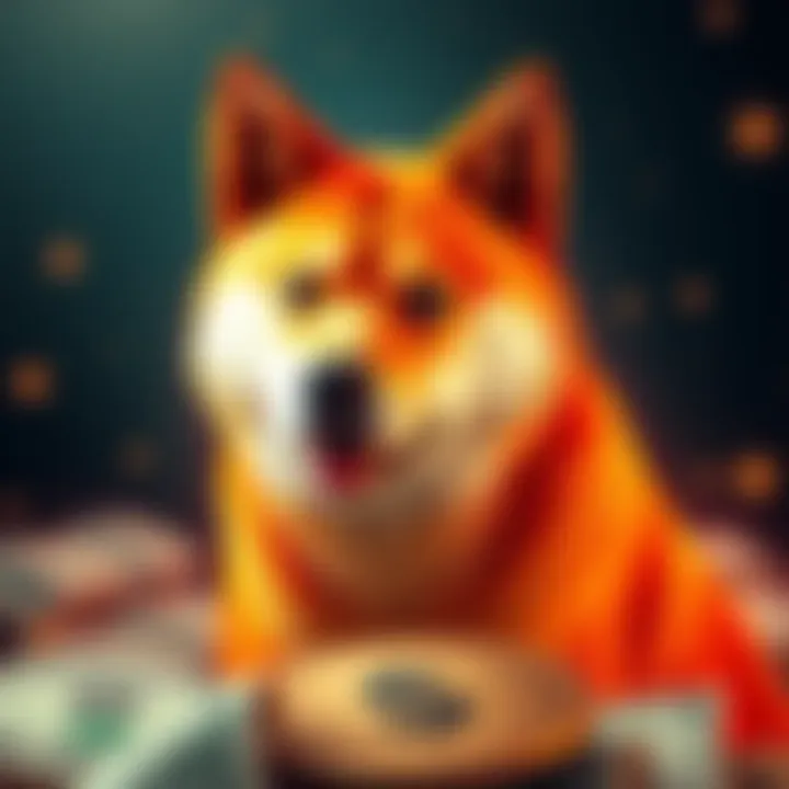 A vibrant graphic of the Dogecoin logo juxtaposed with a US dollar symbol, illustrating the milestone of Dogecoin reaching parity with the dollar.