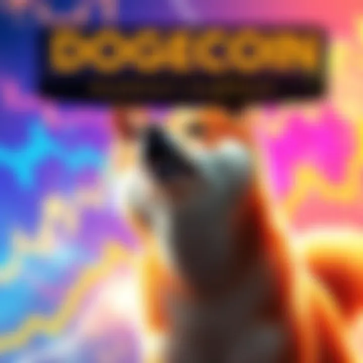 Dogecoin Market Surge A dynamic graphic illustrating the rise of Dogecoin with a vibrant background, featuring a Shiba Inu and rising graph lines, symbolizing market excitement.
