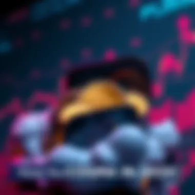 A graphic showing a digital wallet filled with Dogecoin coins, with a background of rising market charts