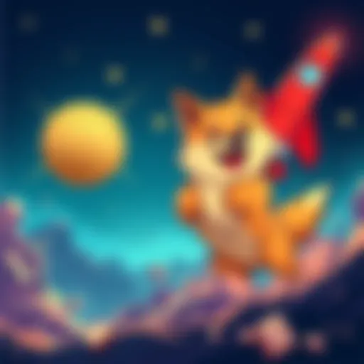 A cartoon dog with a rocket, symbolizing Dogecoin's potential rise in the crypto market as Bitcoin stabilizes.