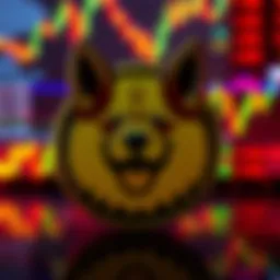 Doge Coin Symbol with Market Charts The Doge coin symbol in front of fluctuating market charts, showing its resilience amidst market changes.
