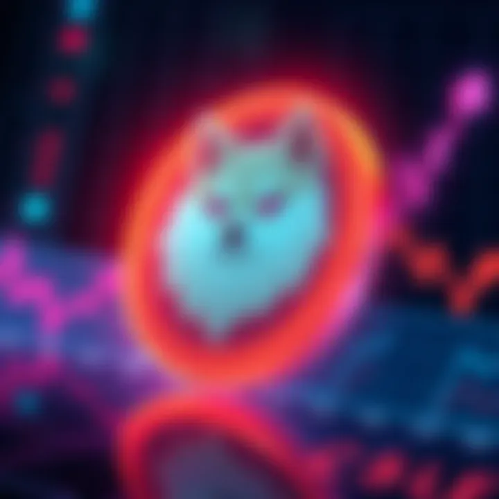 Graph showing fluctuations in Dogecoin prices with predictions of reaching 6 cents and falling to 5 cents