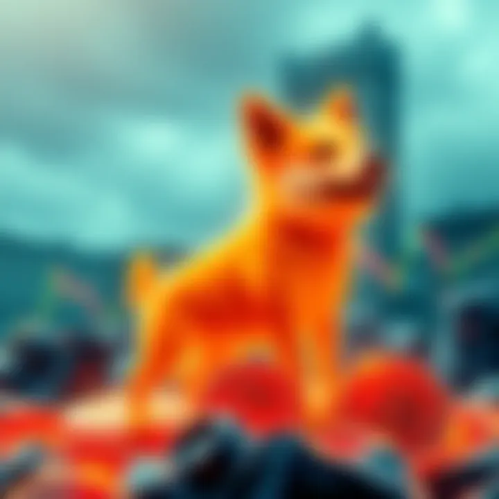Dogecoin's Resilient Rise A vibrant graphic representation of Dogecoin against fluctuating market trends, depicting its upward trajectory and resilience.