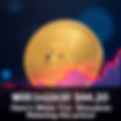 Dogecoin coin with a graph showing an upward trend, symbolizing a price increase to $4.20.