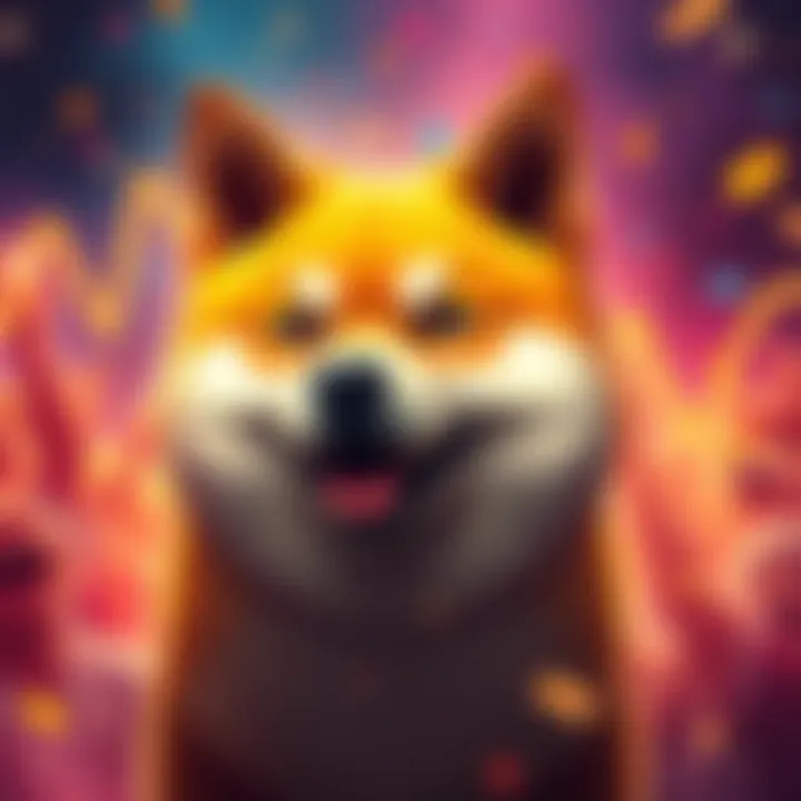 The Dogecoin symbol featuring a Shiba Inu dog with a playful expression, set against a vibrant background suggesting excitement in the cryptocurrency market.