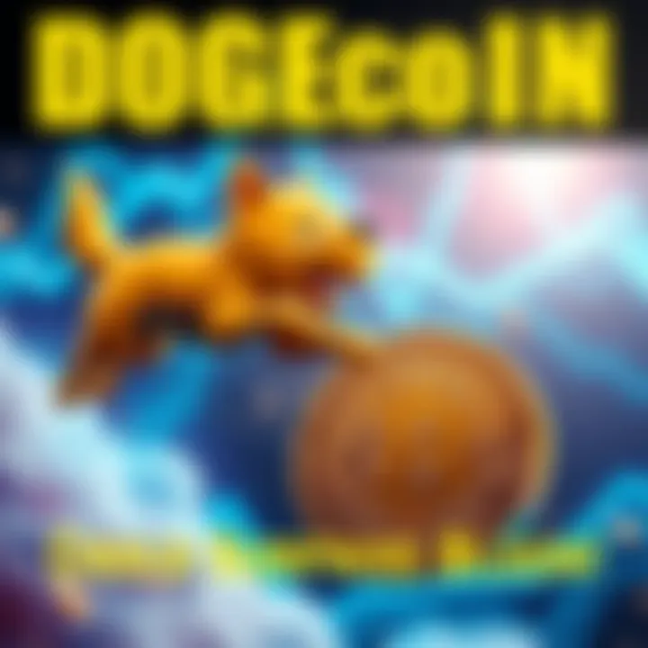 A visual of a Dogecoin symbol flying past a Bitcoin symbol, illustrating Dogecoin's potential rise in the crypto market.