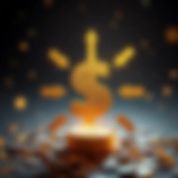 A dollar sign surrounded by arrows indicating fluctuations in value, symbolizing a stable coin concept tied to current buying power.