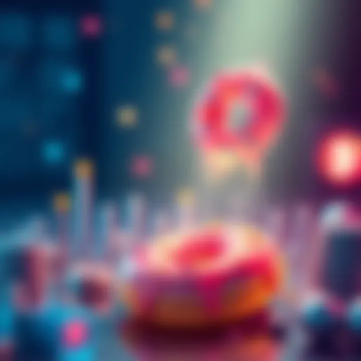 A graphic representation showing increasing DONUT holder statistics along with a contest prompt for predictions on future holders and transactions.