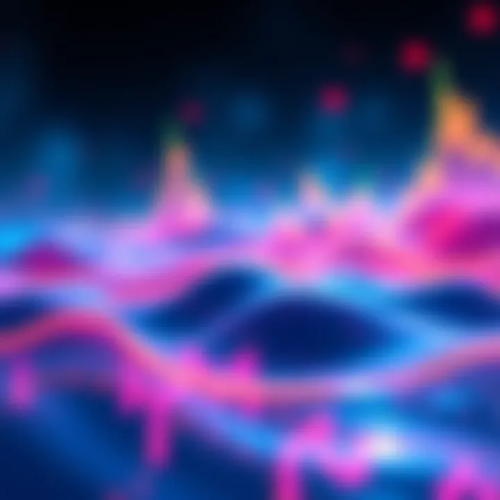 An abstract representation of market trends with vibrant colors symbolizing ETH movements and trading volume in the Donut Pool.