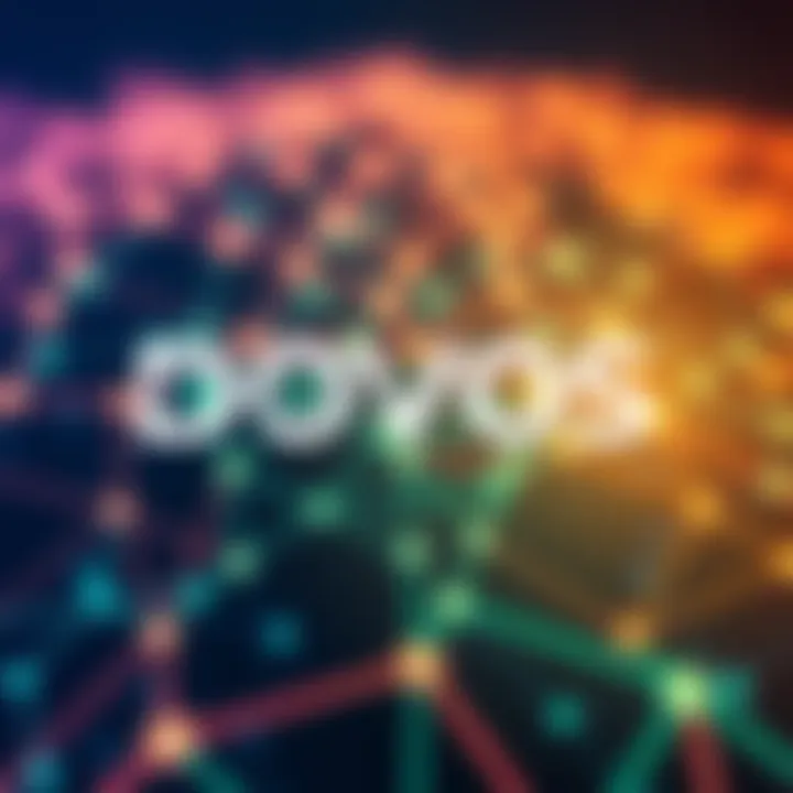DOVU OS logo with a digital network background symbolizing carbon markets and blockchain technology on Hedera