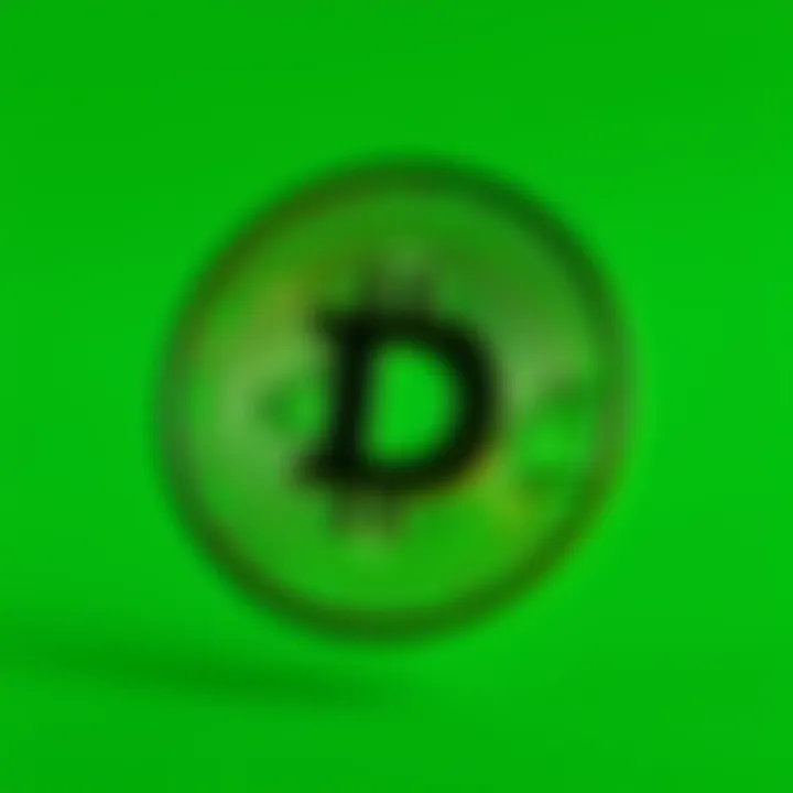 Visual representation of the Dovu Trust Token symbol on a green background, showcasing its role in sustainable finance on the Hedera platform.