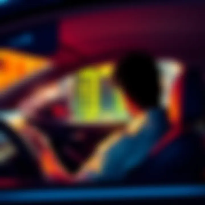 Confusion of Driving Game Scores A perplexed player sitting in a car, scratching their head while looking at a scoring screen