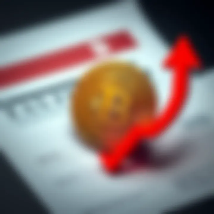 A graphic showing the impact of a new 36% tax on Bitcoin profits, featuring a Bitcoin symbol with a downward trend arrow and tax forms in the background.