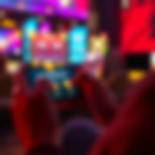 A person using a smartphone to play games and earn Atlas Bucks, with coins and bonuses displayed on the screen.