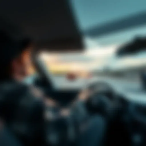 A person driving a car on a highway, considering the earnings from a 53-mile trip at two dollars a mile.