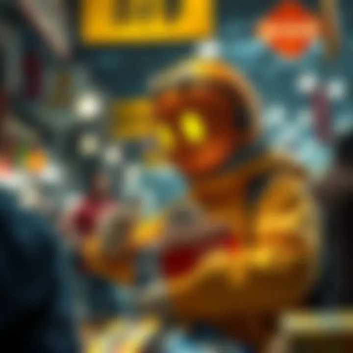 The Egg Man, a character known for his high-stakes Bitcoin purchases, is seen exchanging money for cryptocurrency in a bustling market.