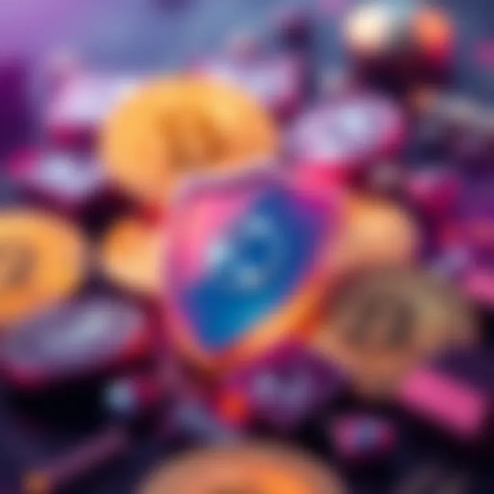 A digital illustration showing a shield icon representing security, with Bitcoin coins in the background, symbolizing protection for crypto assets after a theft.
