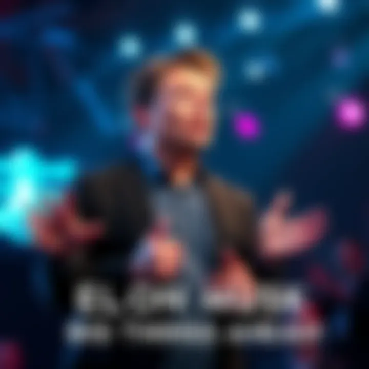 Elon Musk speaking at an event with excitement about future innovations