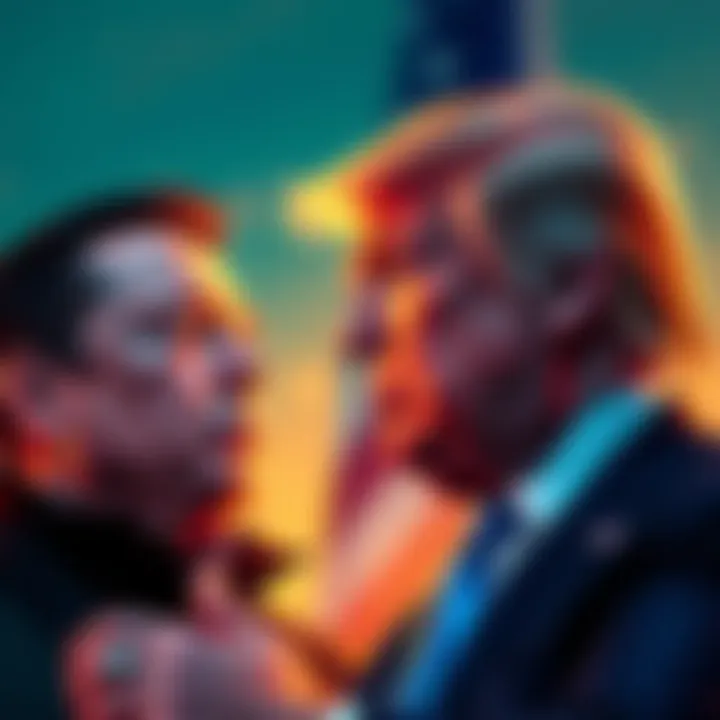 Elon Musk and Donald Trump speaking about cryptocurrency implications and geopolitical tensions.