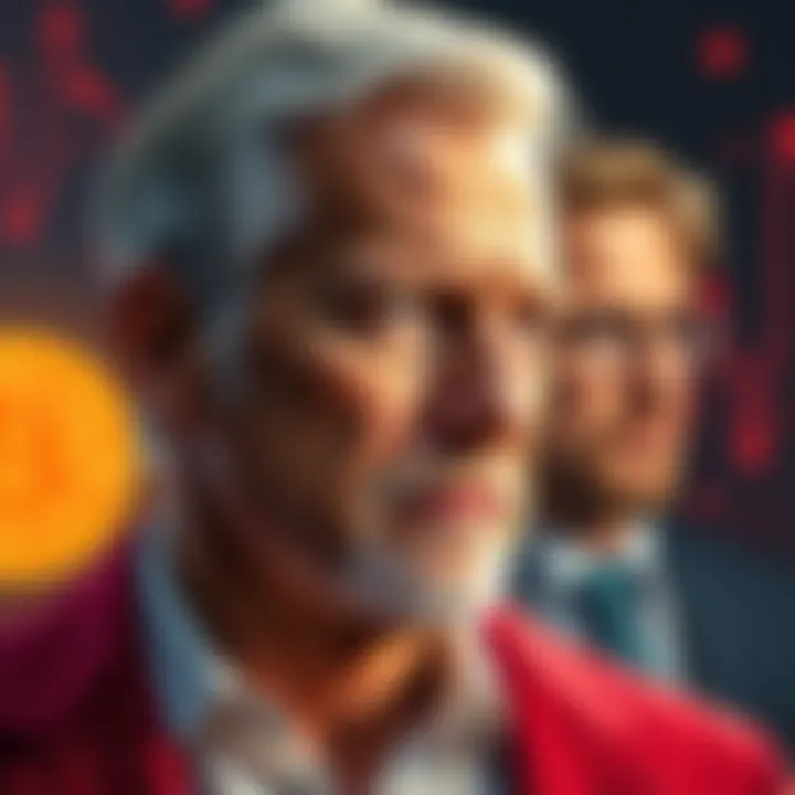 A visual representation of Jeffrey Epstein with Bitcoin and Vitalik Buterin's image in the background, symbolizing the link between Epstein and cryptocurrency.