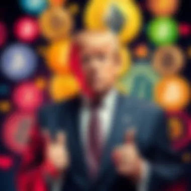 Eric Trump stands in front of various cryptocurrency symbols, representing over $1 billion in earnings from digital investments.