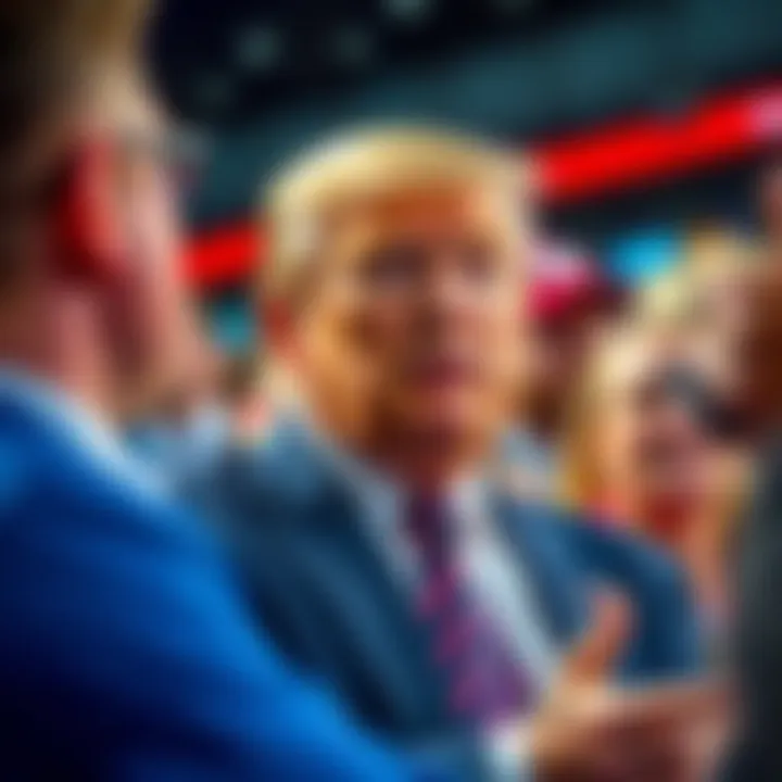 Eric Trump discussing investment strategies, promoting the buy the dips approach to a crowd
