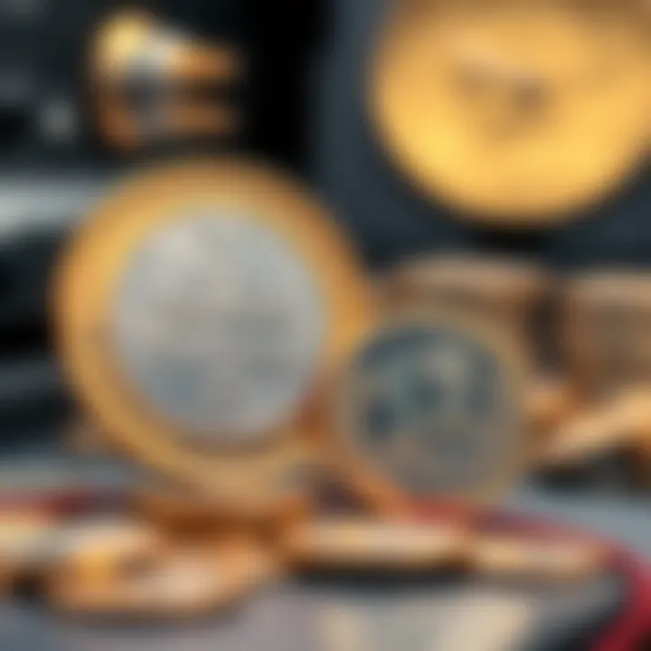 A close-up of an Errors coin alongside a regular toonie to compare their differences, with a blurred background of a coin collector's workspace