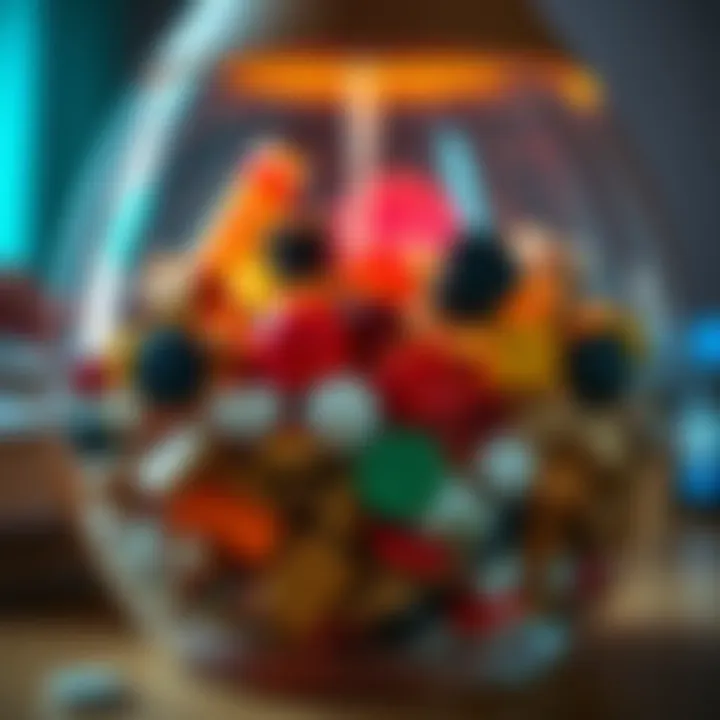 Close-up of an essential oil diffuser with strange items inside, showcasing a mix of colorful and odd materials, representing potential health concerns.