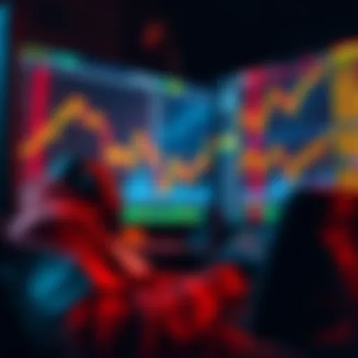 A trader studying market charts with a significant ETH position in the background, showing signs of profit recovery.