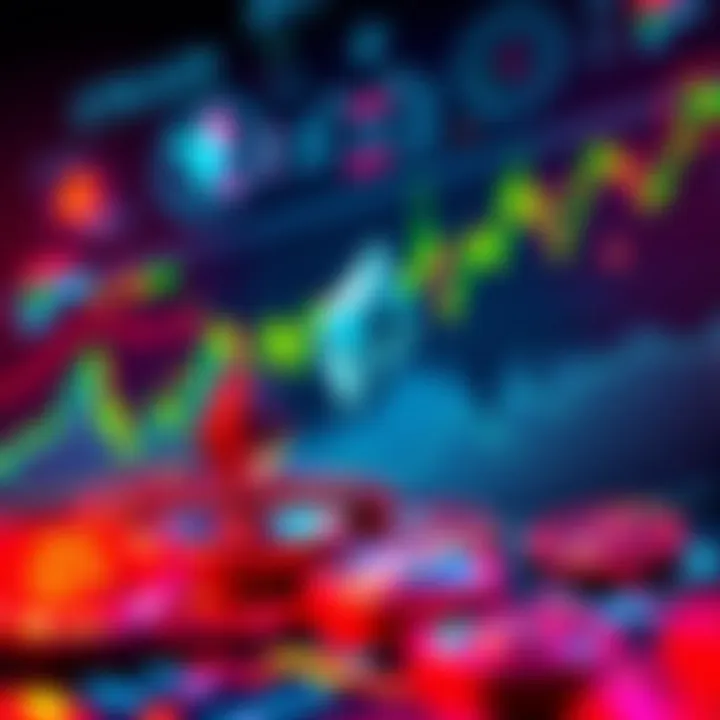A futuristic graphic depicting Ethereum tokens and ETF charts with a bullish trendline
