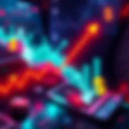 Illustration showing a declining chart with Ether symbol and dollar signs representing market loss.