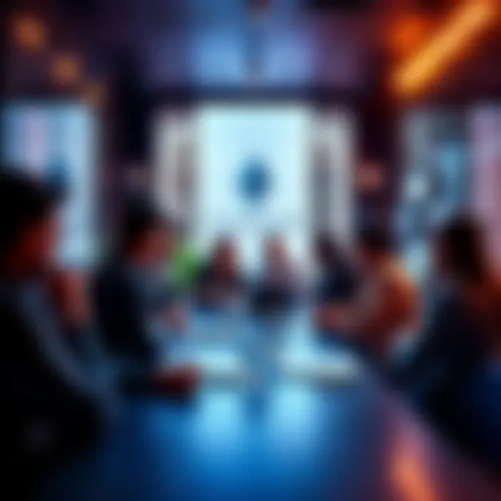 A group of people engaged in a discussion about Ethereum, sharing ideas and news in a lively setting.