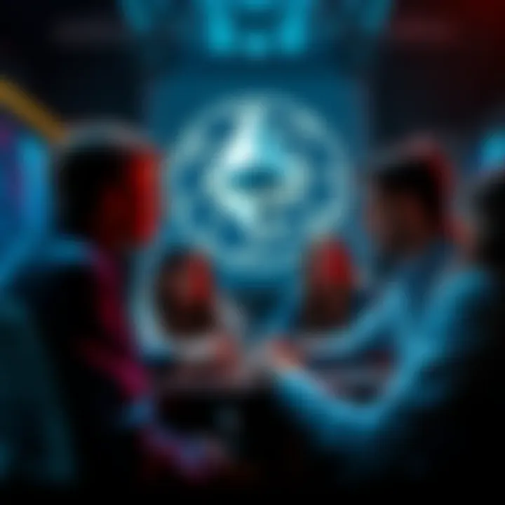 Discussion on Ethereum and DeFi Group of people engaged in a discussion about Ethereum and DeFi trends