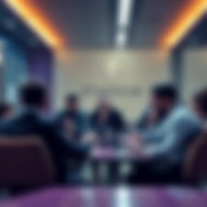 A group of people discussing Ethereum updates and news in a friendly setting