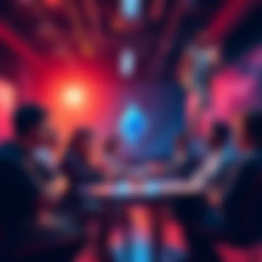 A group of people discussing Ethereum topics in a lively chat room setting